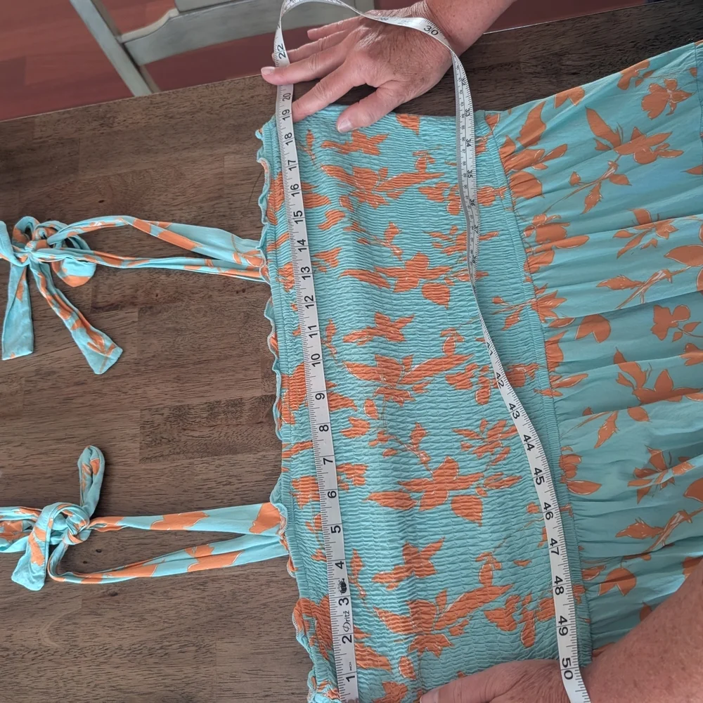 Elegant Floral Maxi Dress in Blue and Orange - Picture 9 of 10